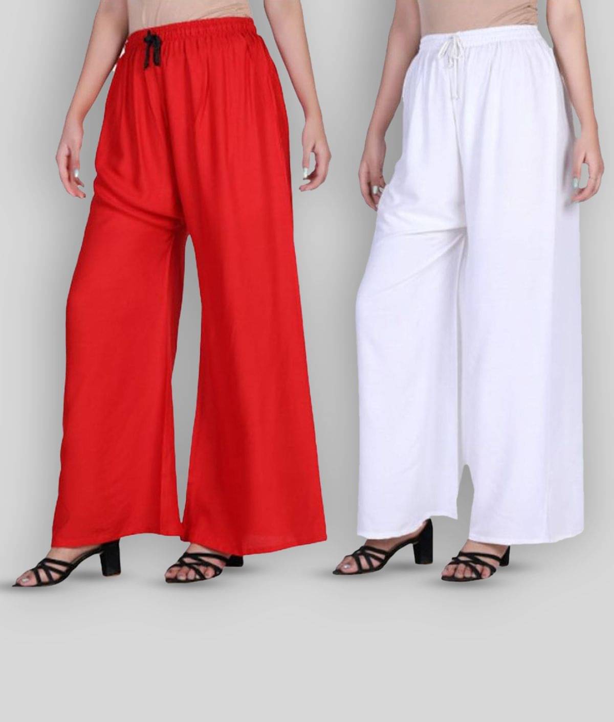     			Nisa Art Creations - Multicolor Rayon Flared Women's Palazzos ( Pack of 2 )