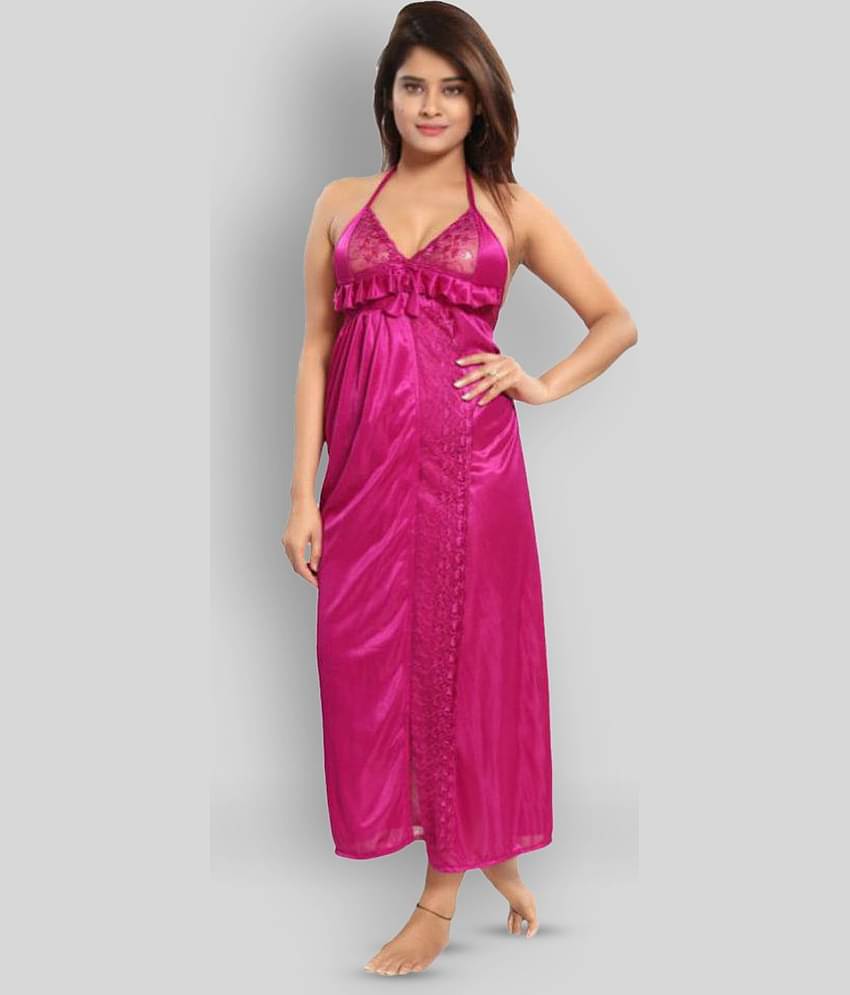 Reposey - Purple Satin Women's Nightwear Nighty & Night Gowns ( Pack of 1 )