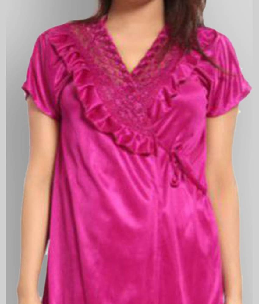 Reposey - Purple Satin Women's Nightwear Nighty & Night Gowns ( Pack of 1 )