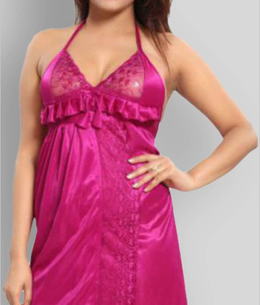 Reposey - Purple Satin Women's Nightwear Nighty & Night Gowns ( Pack of 1 )