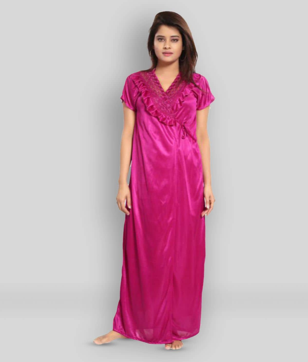 Reposey - Purple Satin Women's Nightwear Nighty & Night Gowns ( Pack of 1 ) - Nightwear & Loungewear | Buy online on ZillyBuy