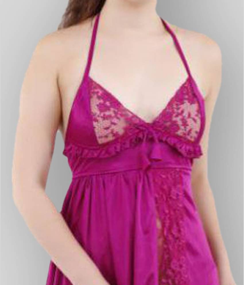 Reposey - Purple Satin Women's Nightwear Nighty & Night Gowns ( Pack of 2 )