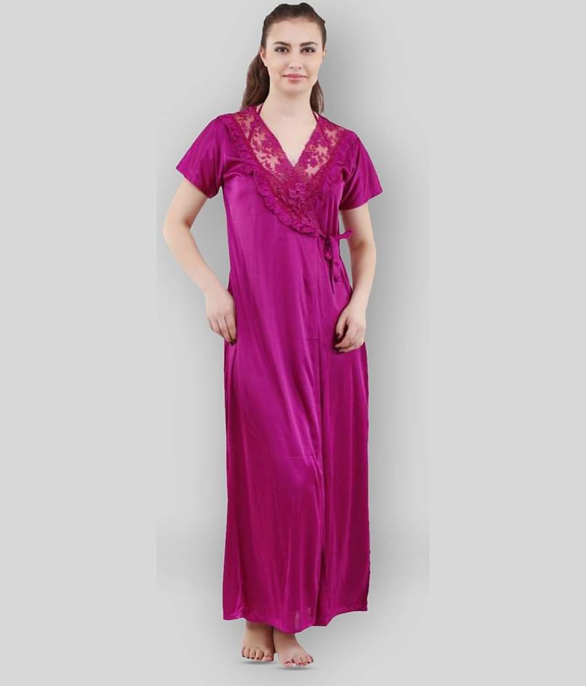 Reposey - Purple Satin Women's Nightwear Nighty & Night Gowns ( Pack of 2 )