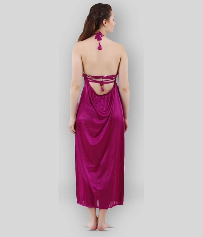 Reposey - Purple Satin Women's Nightwear Nighty & Night Gowns ( Pack of 2 )
