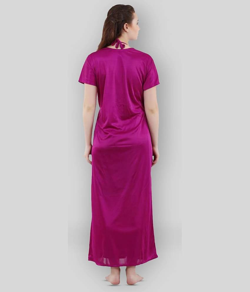Reposey - Purple Satin Women's Nightwear Nighty & Night Gowns ( Pack of 2 )