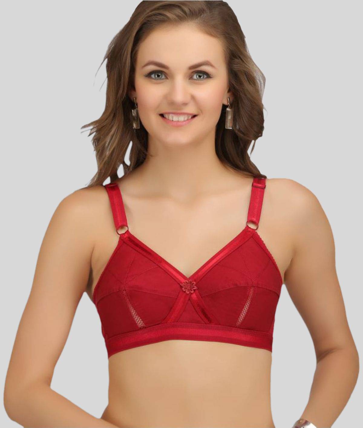Sona - Red Cotton Non - Padded Women's Minimizer Bra ( Pack of 1 ) Sona - Red Cotton Non - Padded Women's Minimizer Bra ( Pack of 1 )