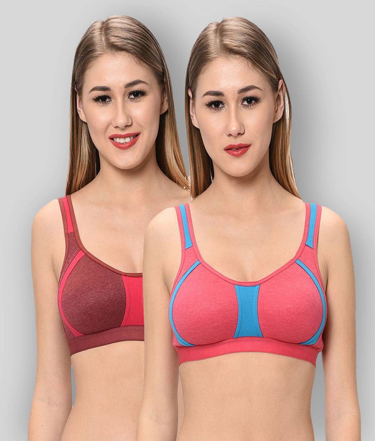     			Viral Girl Pack of 2 Cotton Non Padded Women's Sports Bra ( Multi Color )