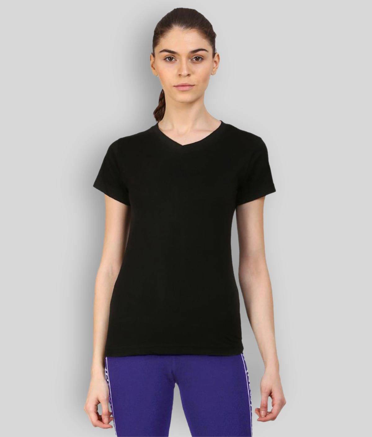     			Ap'pulse Women's Cotton Regular Top ( Black )