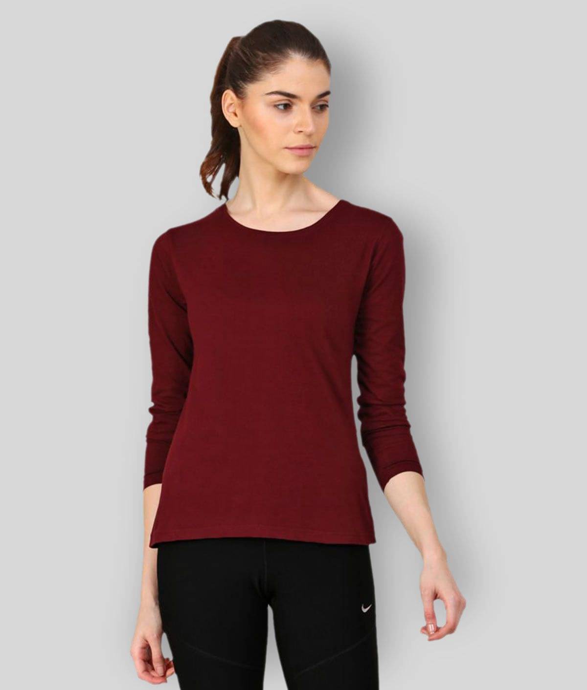 Ap'pulse Women's Cotton Regular Top ( Maroon ) Ap'pulse Women's Cotton Regular Top ( Maroon )