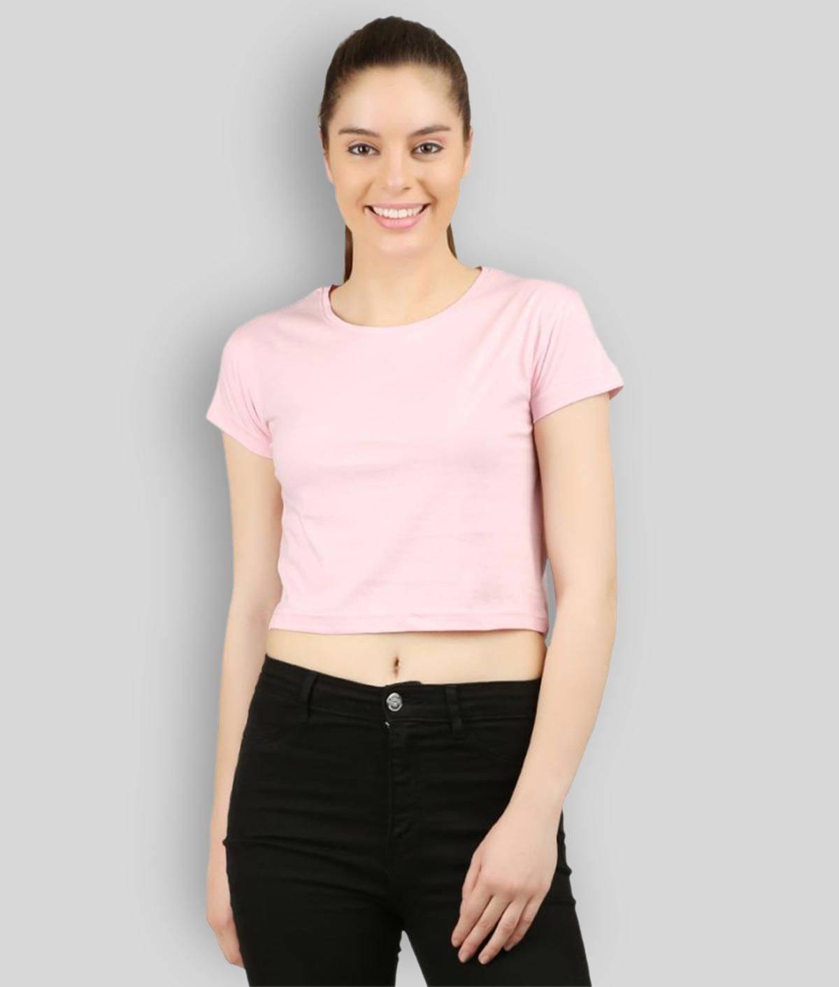 Ap'pulse Women's Cotton Crop Top ( Pink )     			Ap'pulse Women's Cotton Crop Top ( Pink )