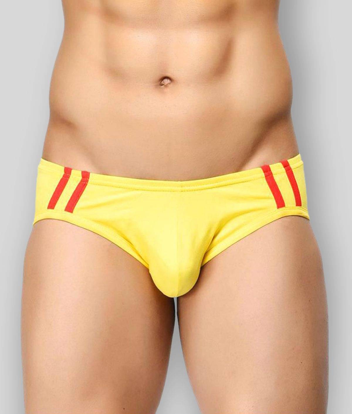 BASIICS By La Intimo Pack of 1 Cotton Blend Briefs For Men's ( Yellow ) BASIICS By La Intimo Pack of 1 Cotton Blend Briefs For Men's ( Yellow )