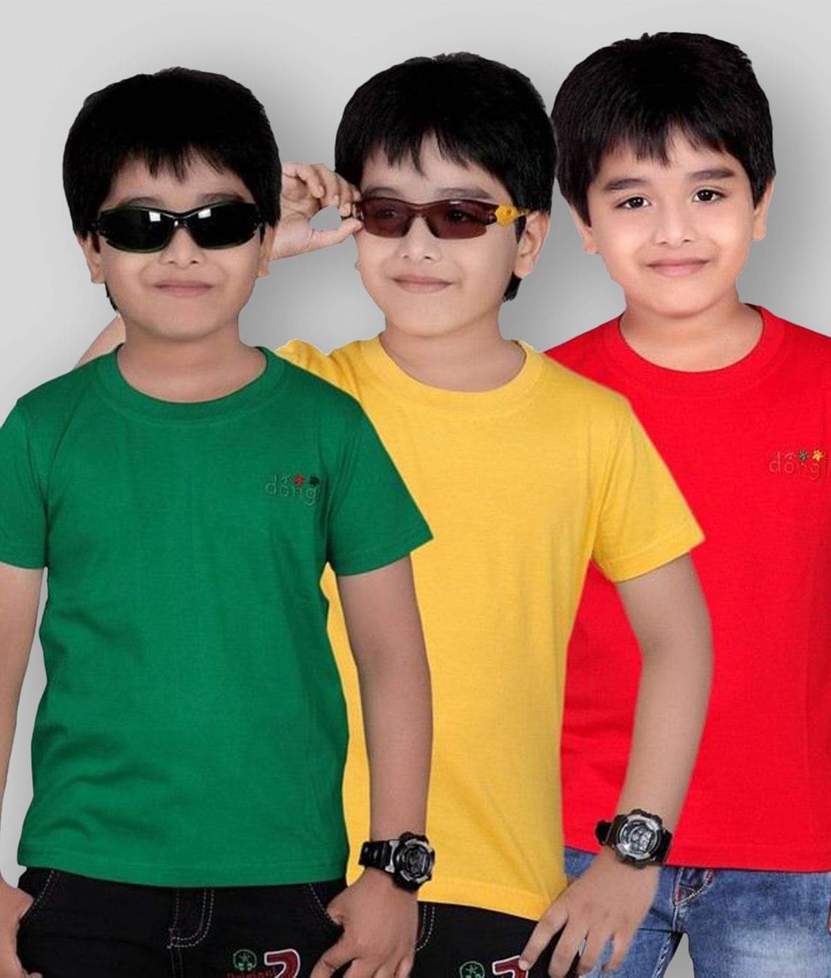     			Dongli Pack of 3 Boys Cotton T-Shirt ( Multicolor )