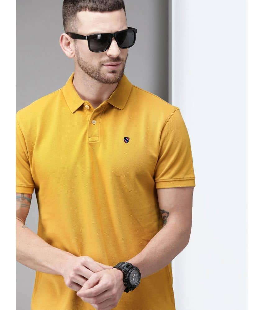 Merriment Pack of 1 Cotton Blend Regular Fit Solid Half Sleeves Men's Polo T Shirt ( Orange )