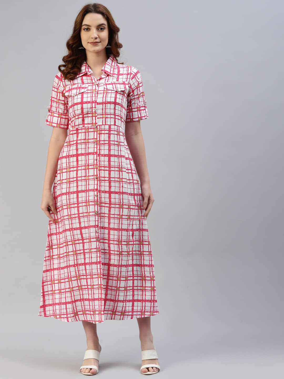SVARCHI - Red Cotton Women's Shirt Dress ( Pack of 1 )