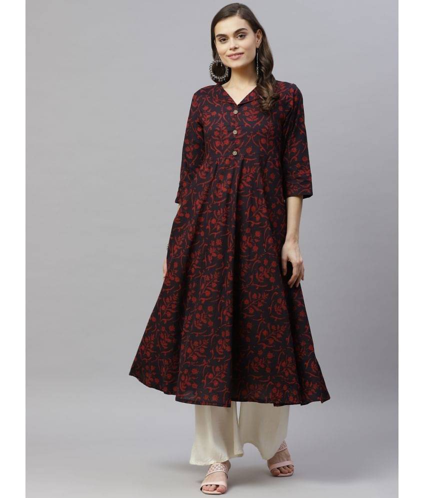 miravan - Maroon Cotton Women's A-line Kurti ( Pack of 1 )     			miravan - Maroon Cotton Women's A-line Kurti ( Pack of 1 )