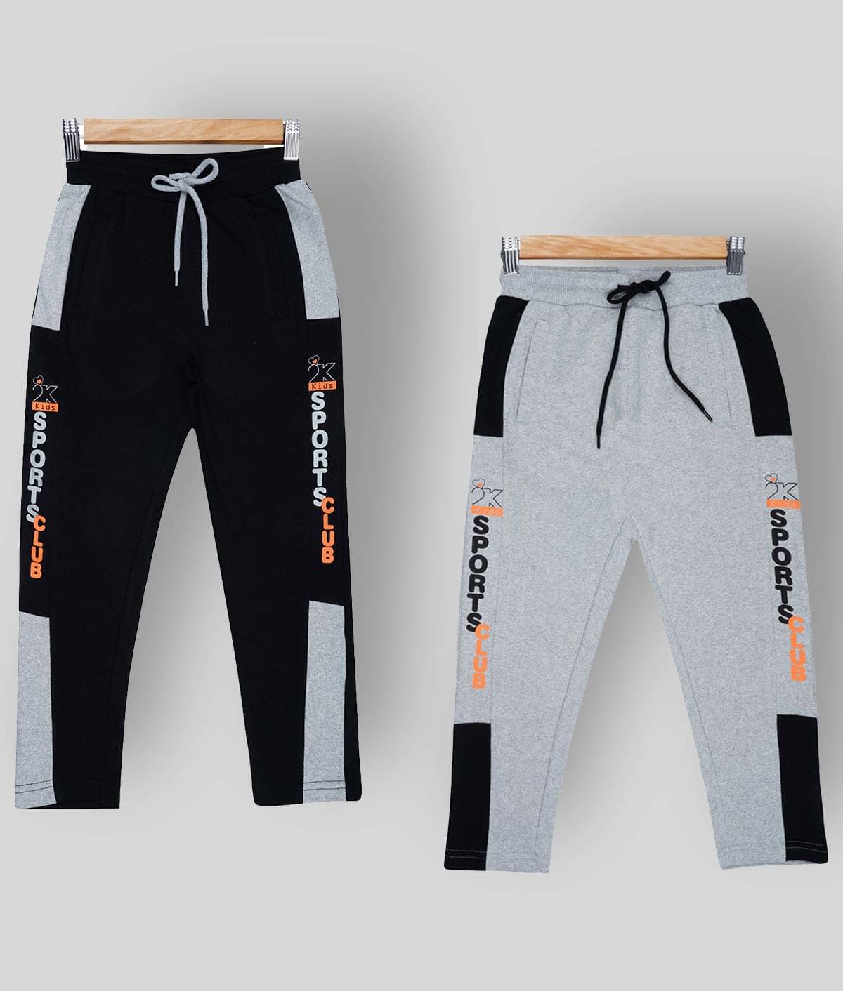     			2K Kids Pack of 2 Boys Cotton Spandex Trackpant ( Black )