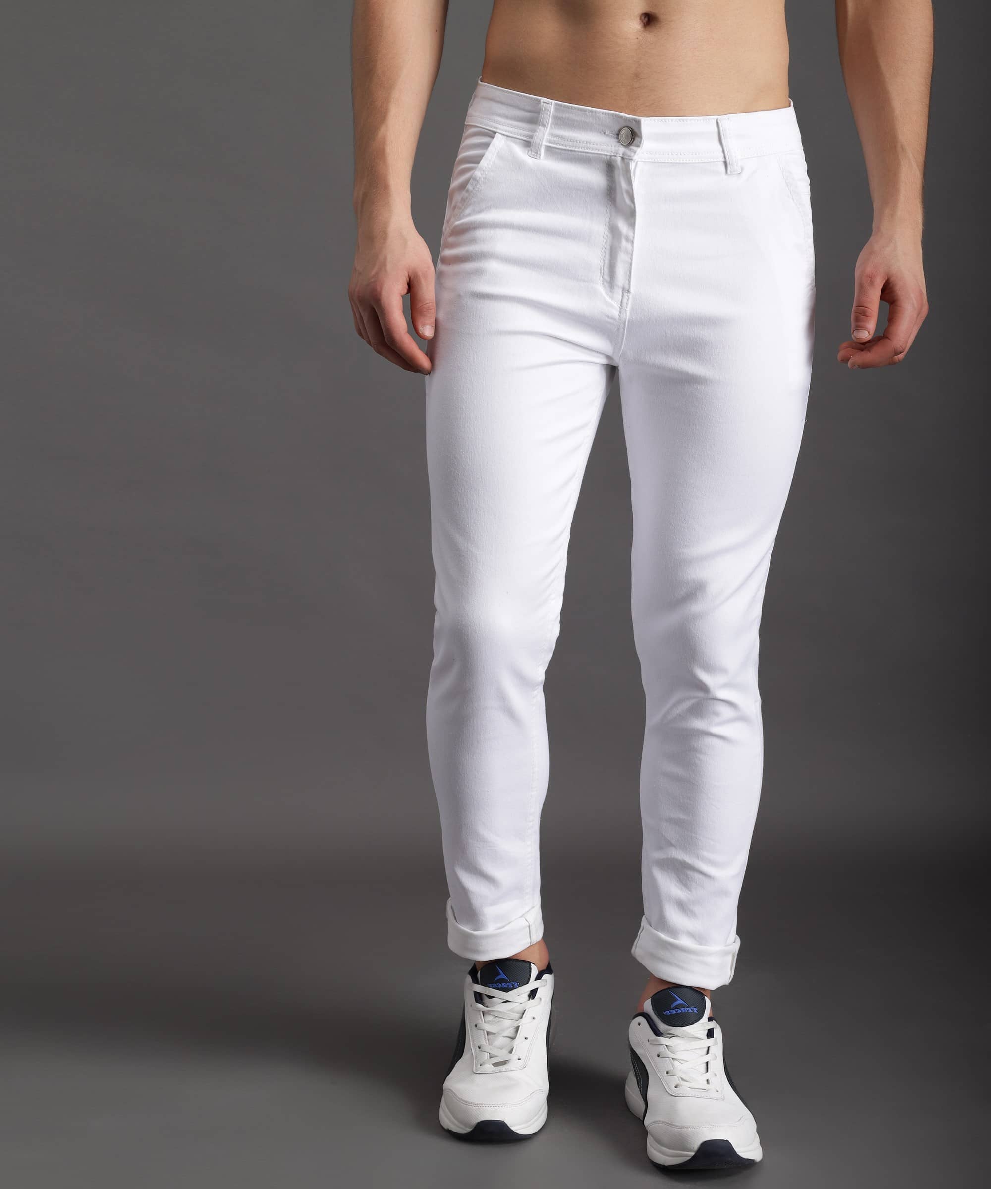 ZAYSH - White Cotton Blend Slim Fit Men's Jeans ( Pack of 1 ) - Jeans | Buy online on ZillyBuy