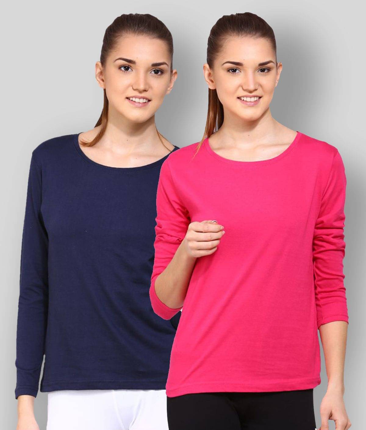 Ap'pulse Women Cotton Regular Fit Round Neck T-Shirt ( Navy )     			Ap'pulse Women Cotton Regular Fit Round Neck T-Shirt ( Navy )