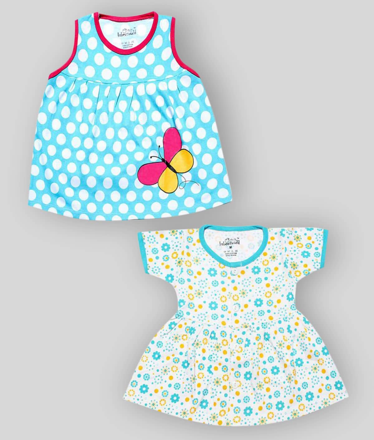 Babeezworld Baby Girls 100% Cotton Frocks ( Multi )