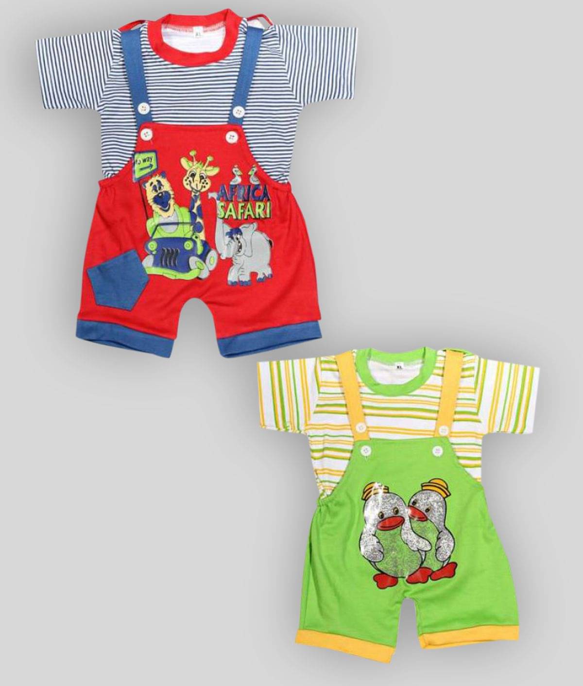 Babeezworld - Multi Cotton Blend Baby Boy Dungaree Sets ( Pack of 2 ) Babeezworld - Multi Cotton Blend Baby Boy Dungaree Sets ( Pack of 2 )
