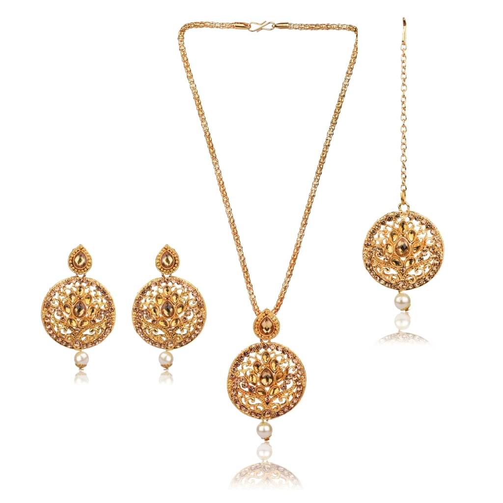 Darshini Designs - Golden Alloy Necklace Set ( Pack of 1 ) Darshini Designs - Golden Alloy Necklace Set ( Pack of 1 )