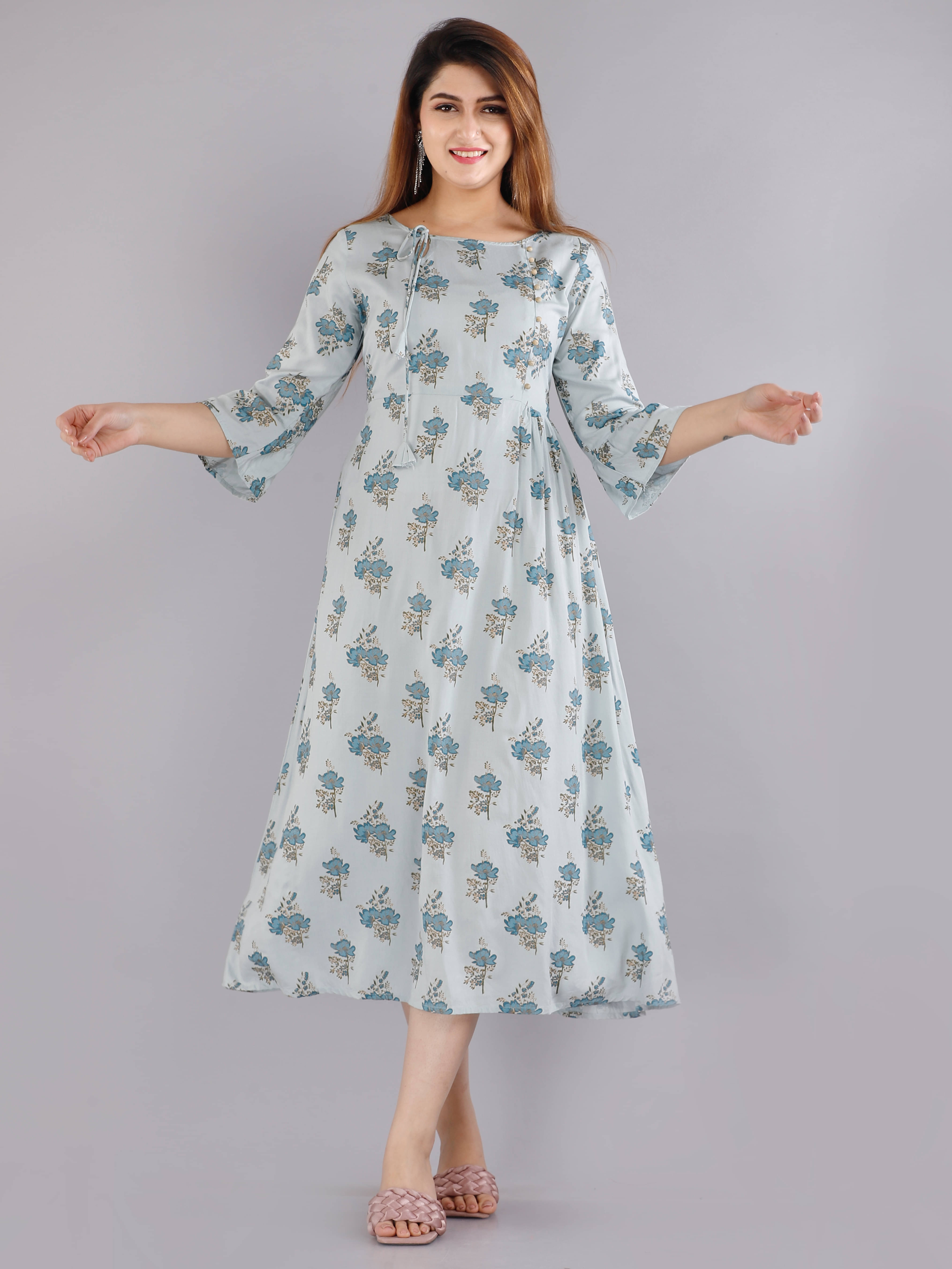     			EXPORTHOUSE - Multicolor Rayon Women's Flared Kurti ( Pack of 1 )