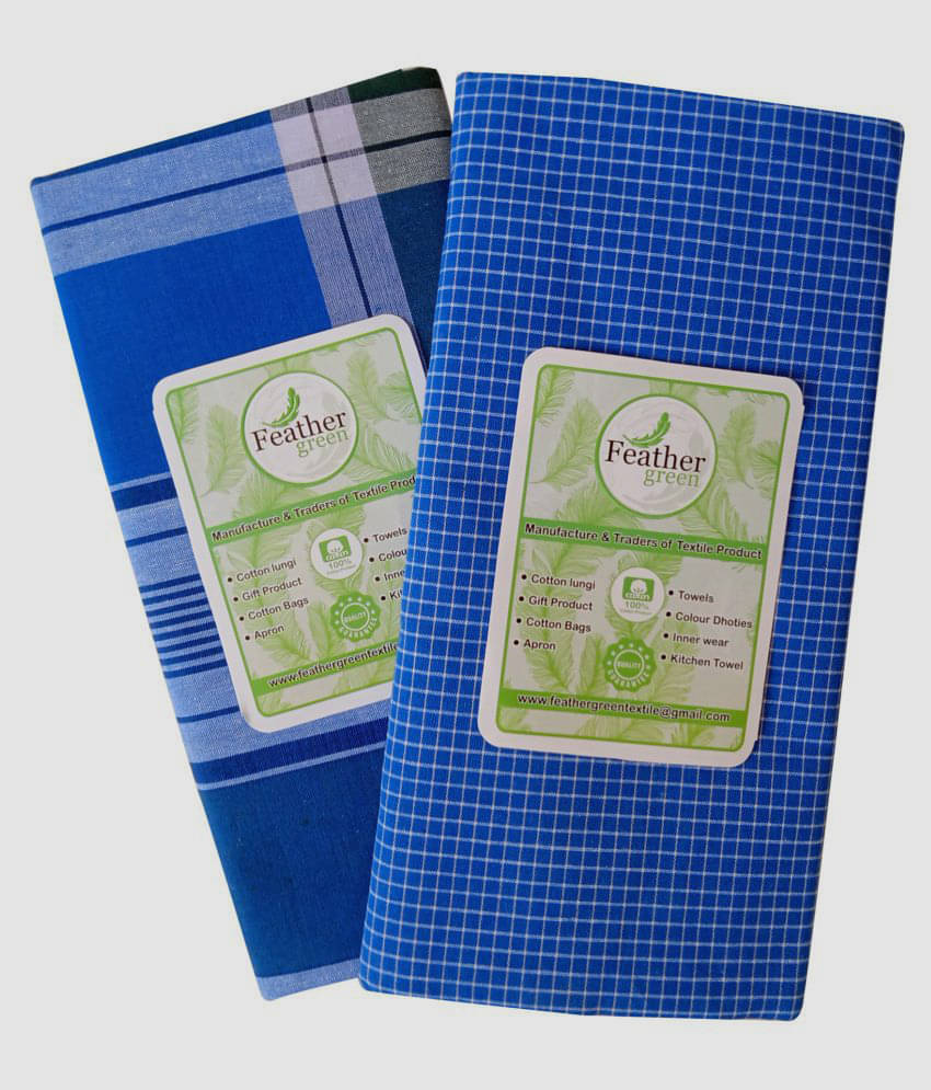 Feather Green - Multi Cotton Men's Lungi ( Pack of 2 ) Feather Green - Multi Cotton Men's Lungi ( Pack of 2 )