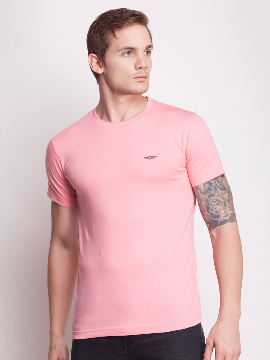 Force NXT Pack of 1 Cotton Regular Fit Men's T-Shirt ( Pink )     			Force NXT Pack of 1 Cotton Regular Fit Men's T-Shirt ( Pink )