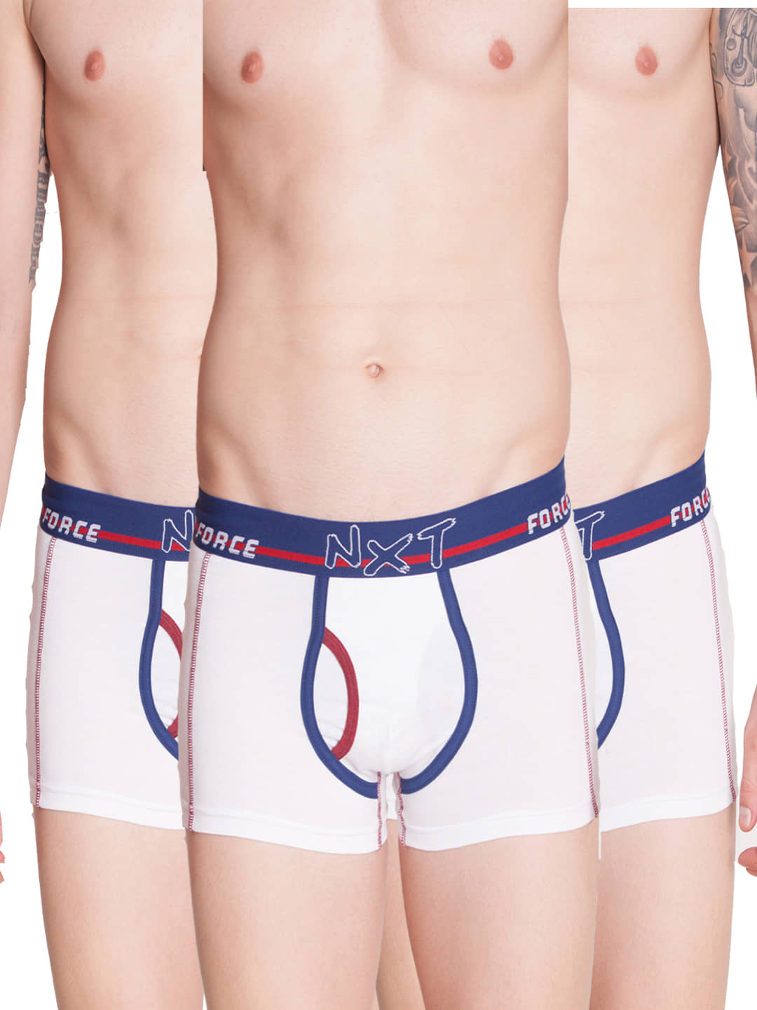 Force NXT Pack of 3 Cotton Trunks For Men's ( White )