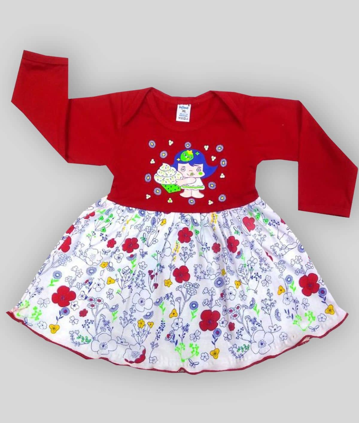 INFANT Baby Girls 100% Cotton Frocks ( Red )