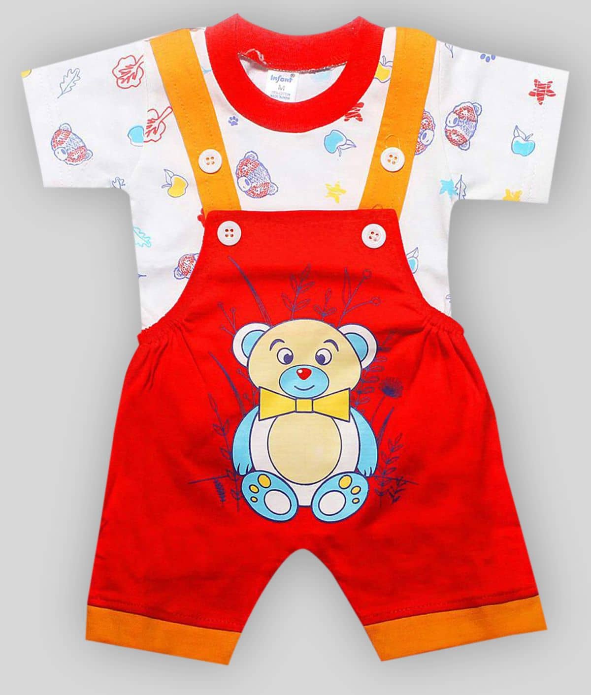 INFANT Pack of 1 Unisex for Baby Cotton Bodysuit ( Multi Color )