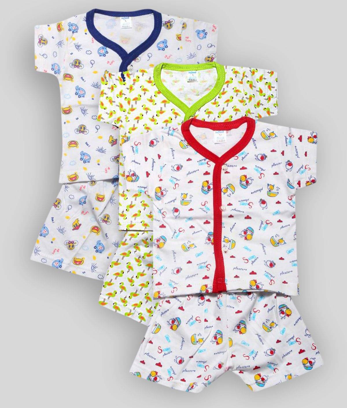     			INFANT Pack of 3 Baby Boys 100% Cotton T Shirts & Shorts ( Multi )