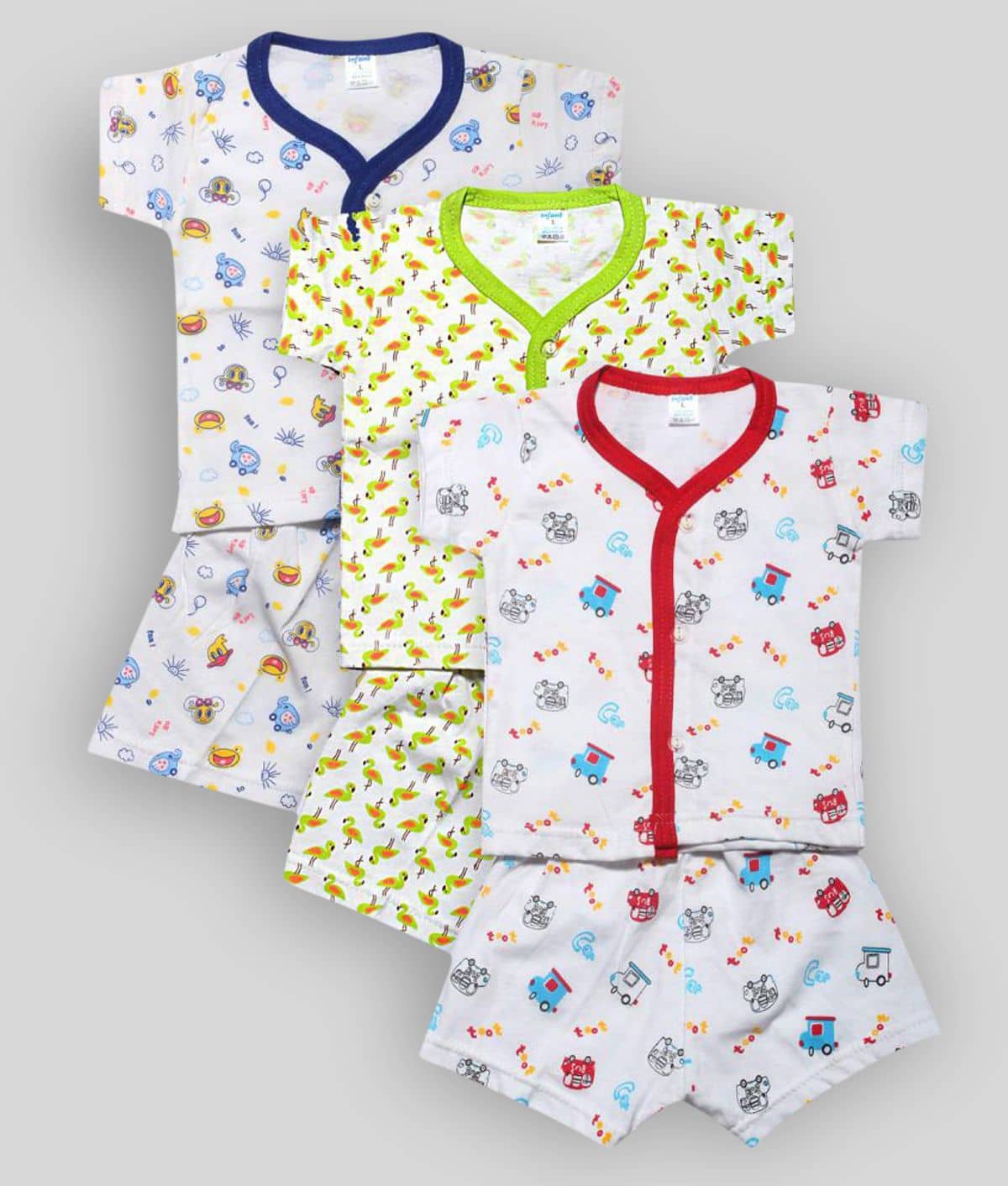 INFANT Pack of 3 Baby Girls 100% Cotton T Shirts & Shorts ( Multi )