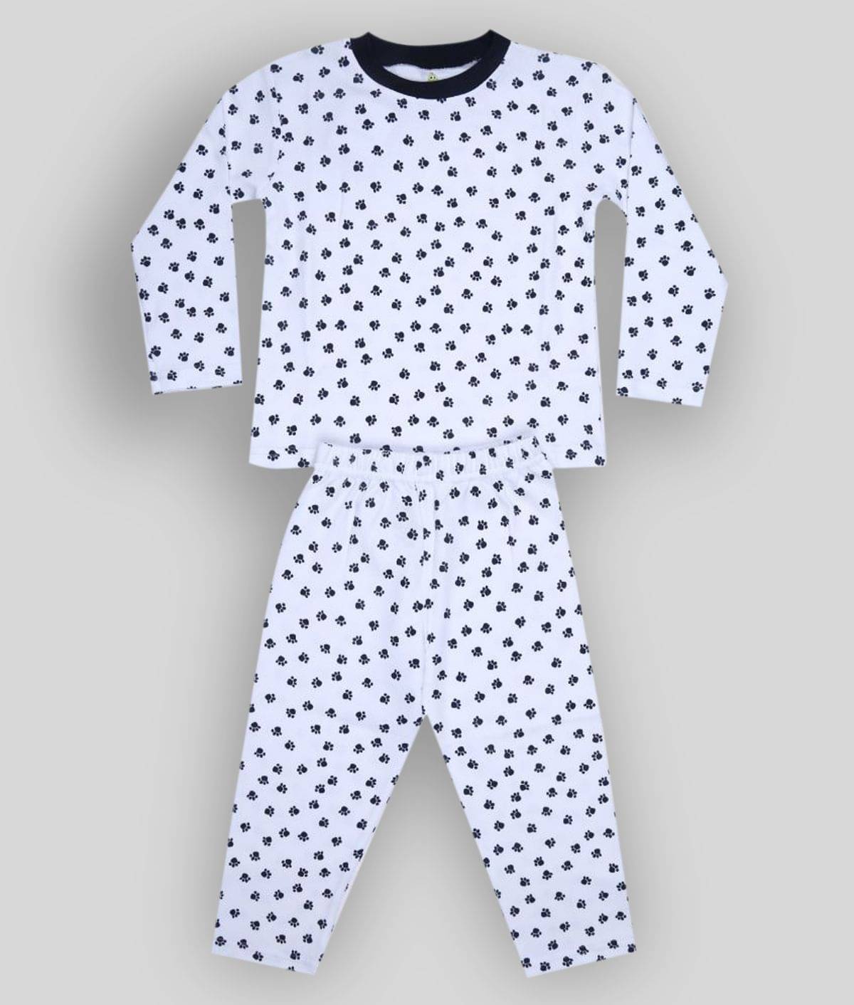     			KABOOS Pack of 1 Boys Cotton T-Shirt & Pants Set ( White )