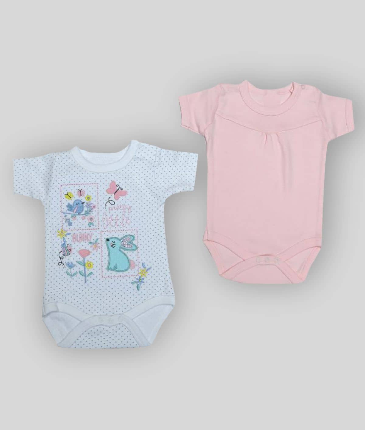 KABOOS Pack of 2 Baby Girls Cotton Bodysuit ( Multi Color )