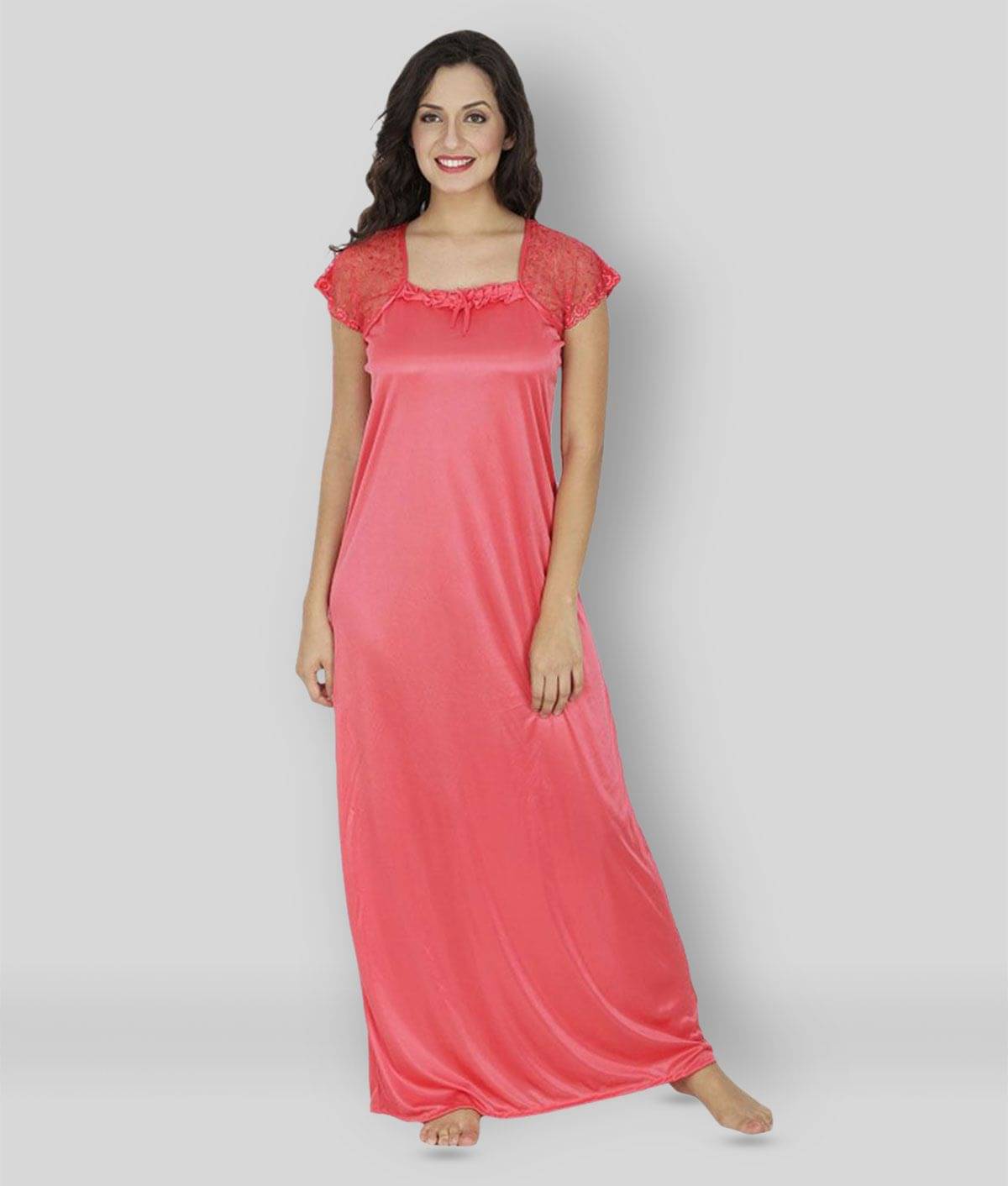     			Klamotten - Peach Satin Women's Nightwear Nighty & Night Gowns ( Pack of 1 )