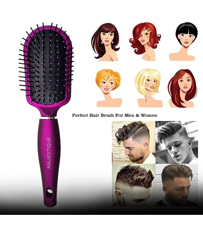 Majestique Purple Detangler Brush Ultra-Soft Tipped Nylon Glides Through Tangles For Women - 1 Pcs