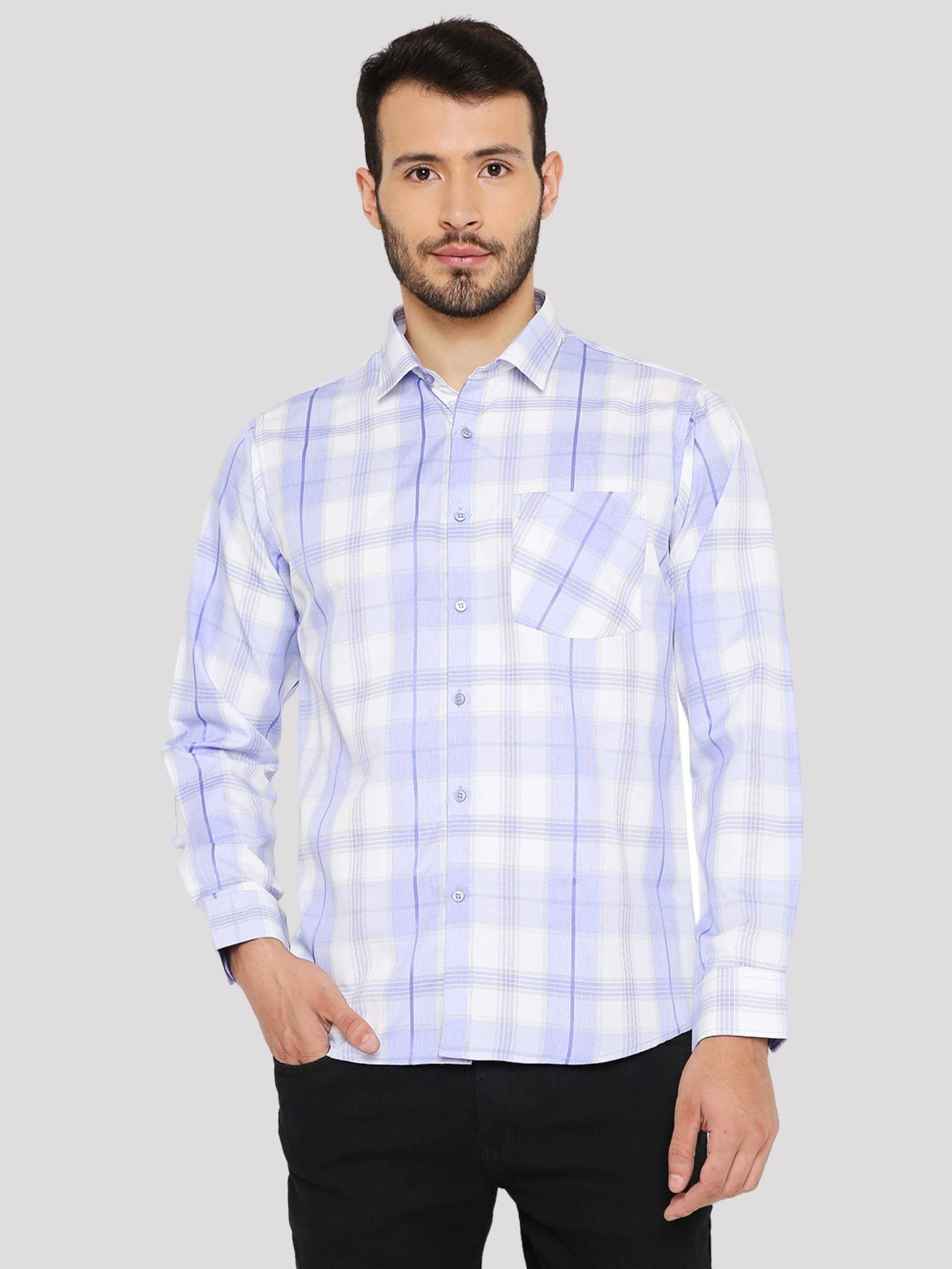 Maharaja - Blue Cotton Blend Slim Fit Men's Formal Shirt ( Pack of 1 )