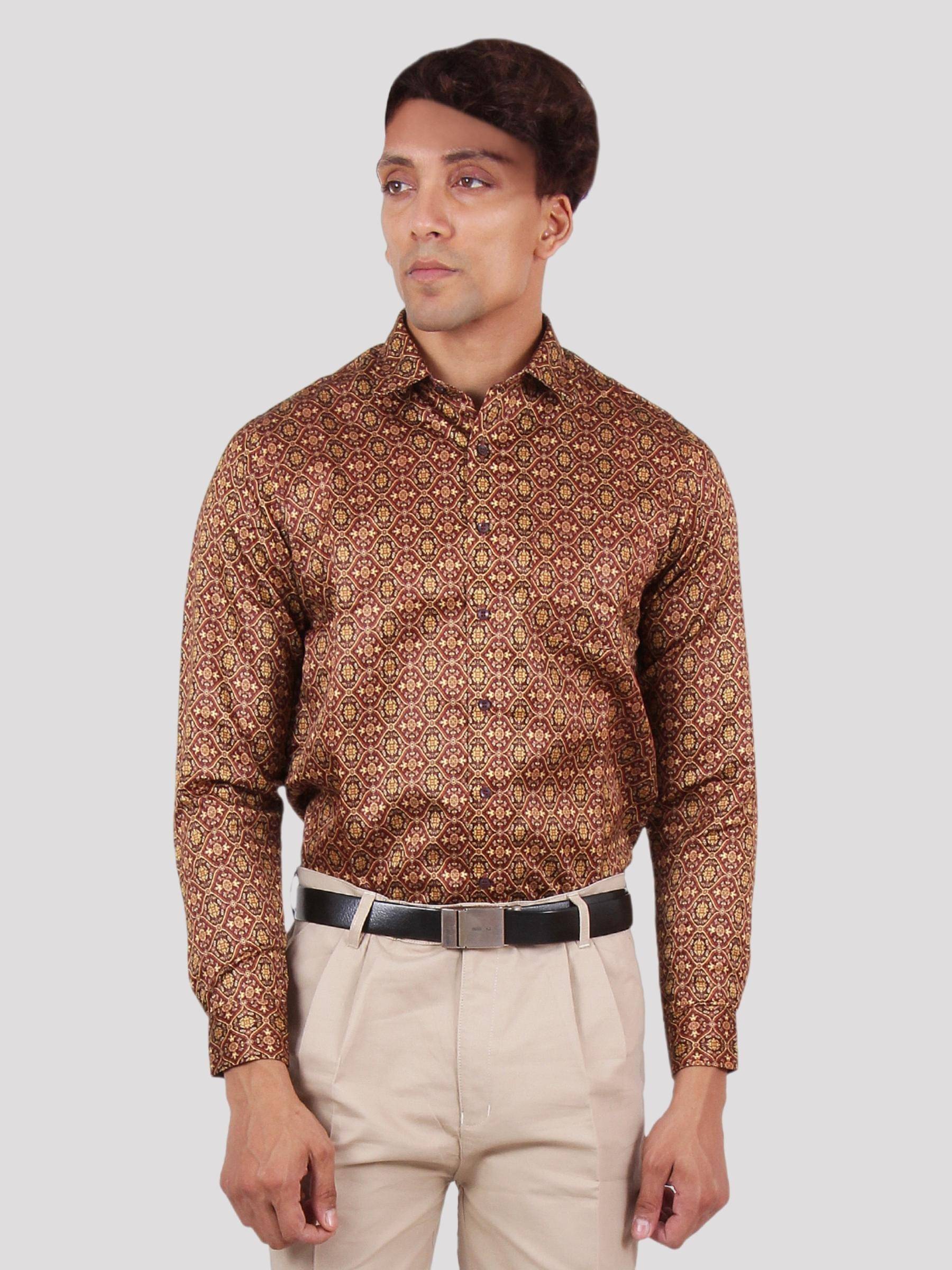     			Maharaja - Brown Cotton Blend Slim Fit Men's Formal Shirt ( Pack of 1 )