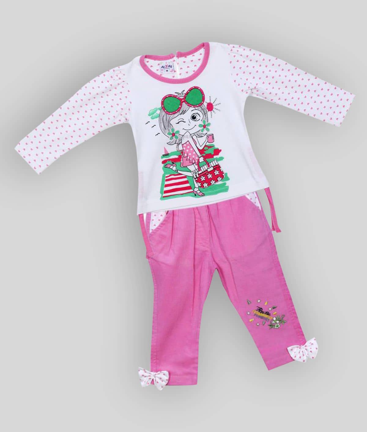 Me N My CLOSET Pack of 1 Baby Girls 100% Cotton Tops & Bottoms Sets ( Pink )