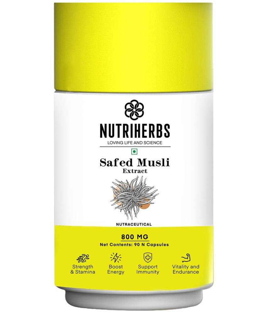 Nutriherbs Safed Musli Capsules 800 mg - 90 Capsule| Provides Energy & Boosts Immunity | Enhances Sports Performance Nutriherbs Safed Musli Capsules 800 mg - 90 Capsule| Provides Energy & Boosts Immunity | Enhances Sports Performance