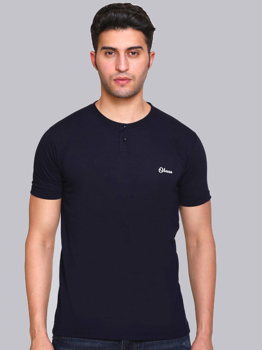 OBAAN Pack of 1 Cotton Blend Regular Fit Men's T-Shirt ( Navy Blue ) OBAAN Pack of 1 Cotton Blend Regular Fit Men's T-Shirt ( Navy Blue )