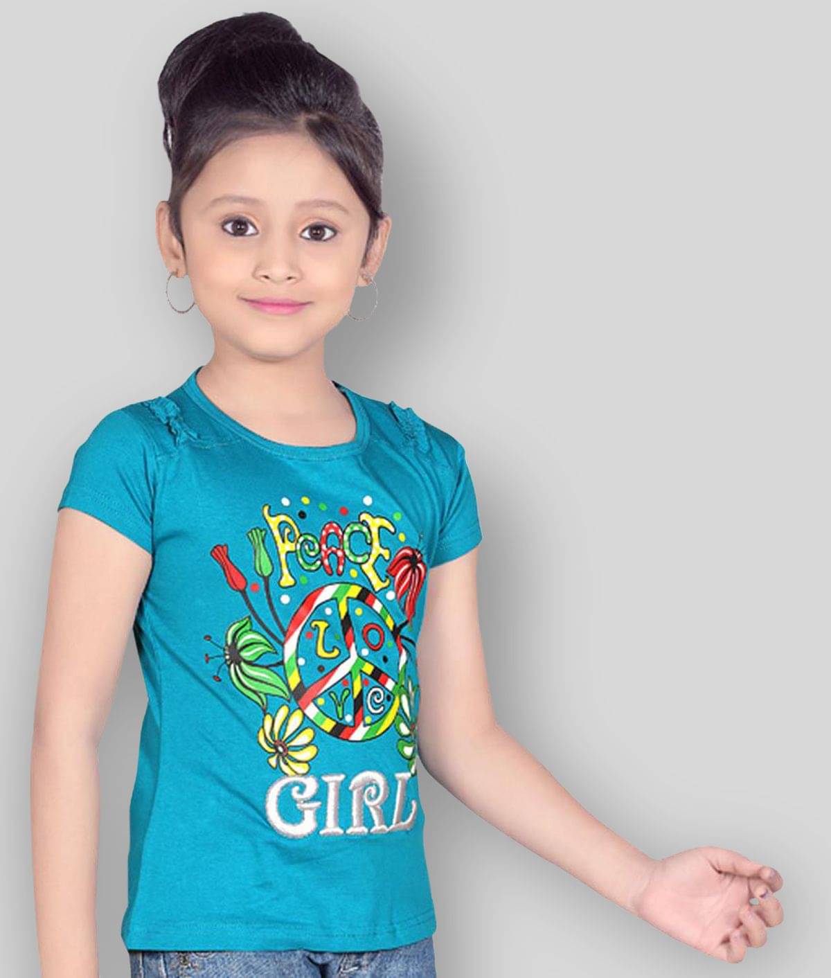     			Sini Mini Pack of 1 Girls Cotton Blend Top ( Blue )
