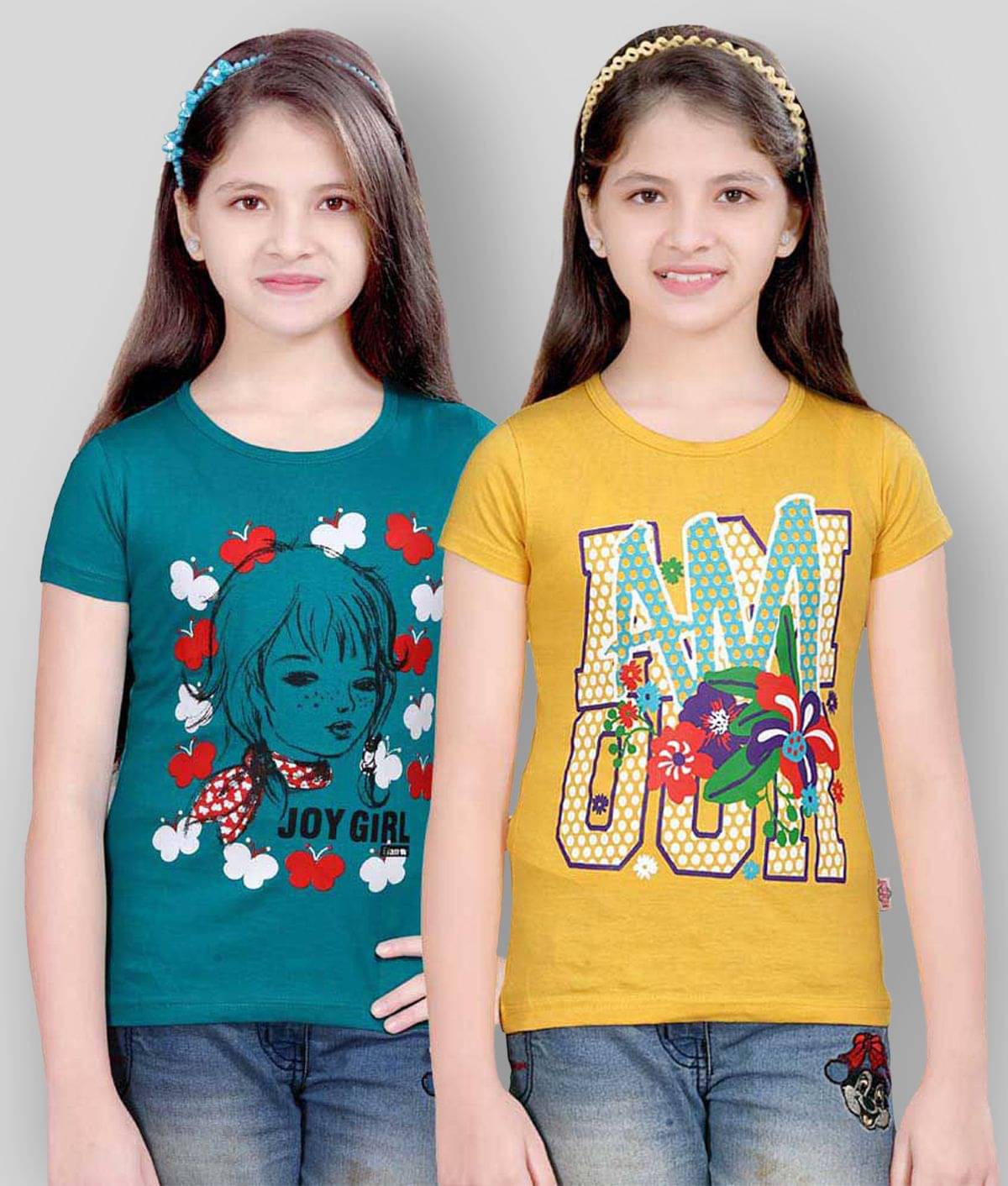     			Sini Mini Pack of 2 Girls Cotton T-Shirt ( Multicolor )