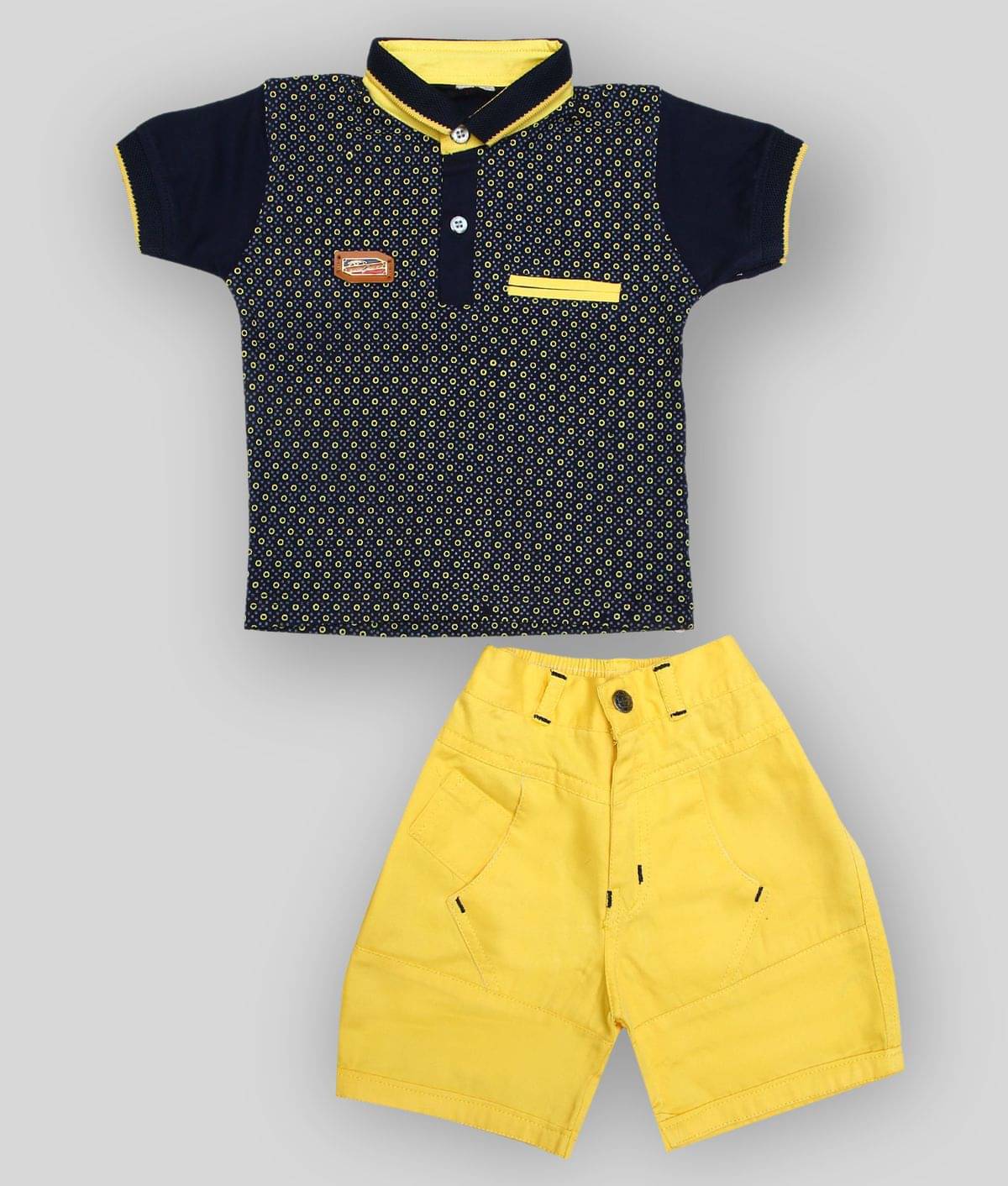     			Zadmus Pack of 1 Boys Cotton T-Shirt & Shorts Set ( Yellow )