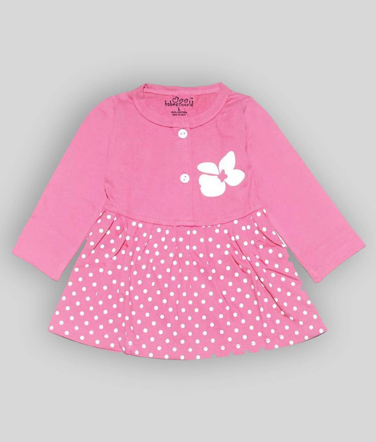 Babeezworld Baby Girls 100% Cotton Frocks ( Pink )