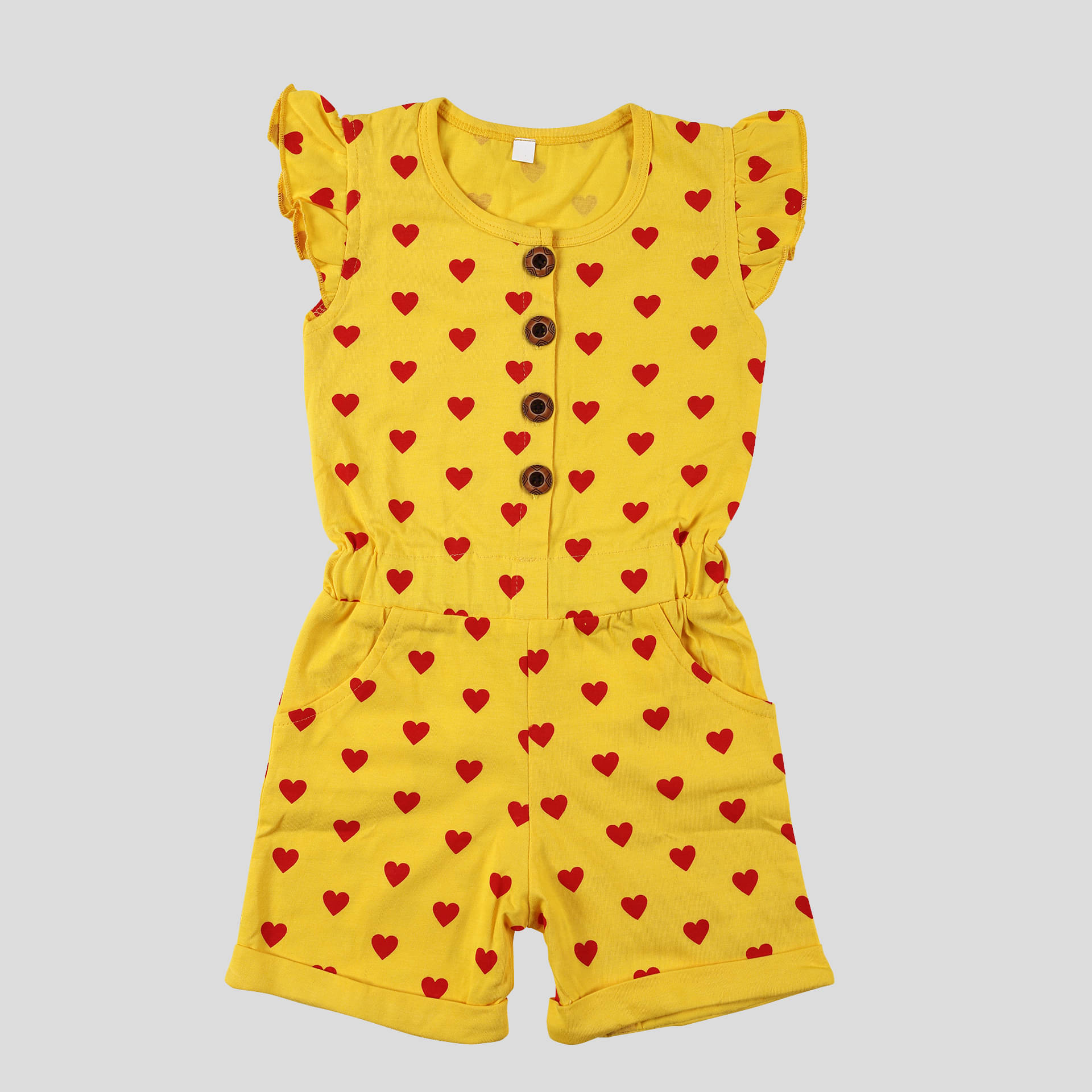     			CATCUB Girls Cotton Basic Jumpsuit ( Pack of 1 , Yellow )