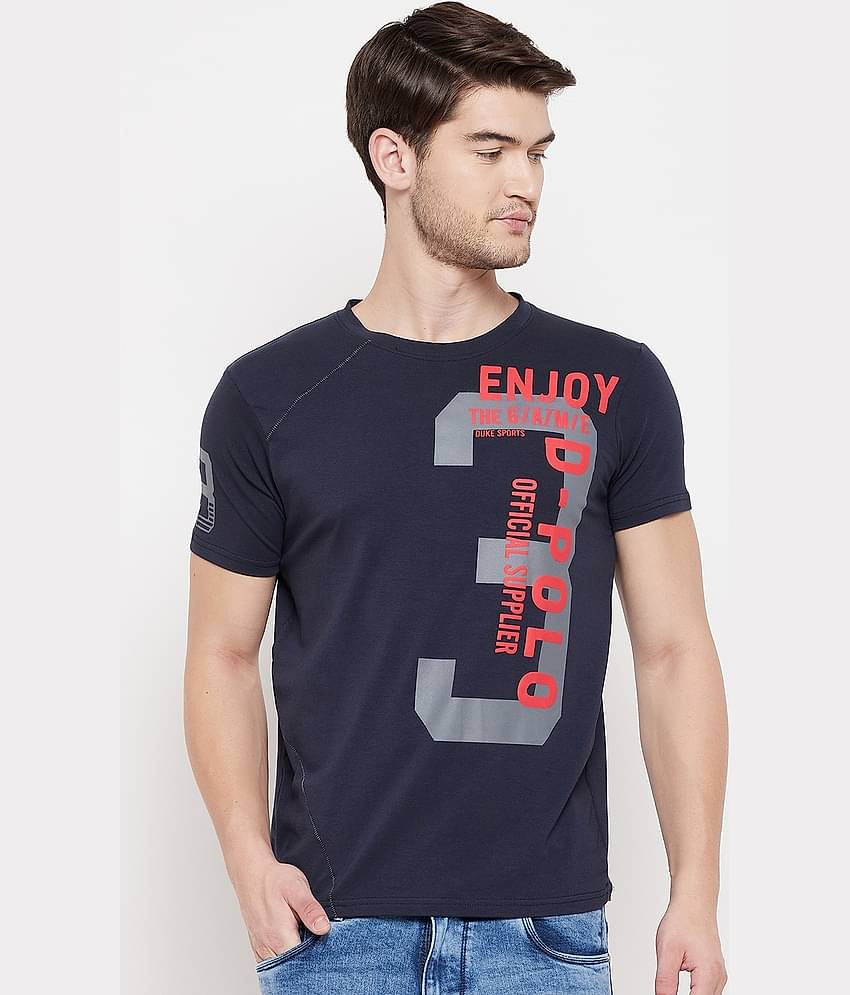 Duke Pack of 1 Cotton Blend Regular Fit Men's T-Shirt ( Blue )