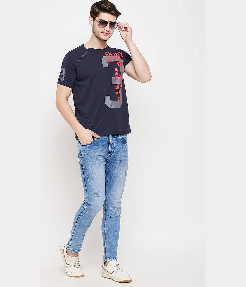 Duke Pack of 1 Cotton Blend Regular Fit Men's T-Shirt ( Blue )