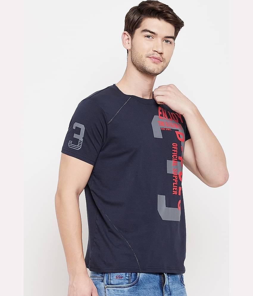 Duke Pack of 1 Cotton Blend Regular Fit Men's T-Shirt ( Blue )